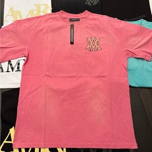 AMIRI Pink Chest Logo Short Sleeve Tee